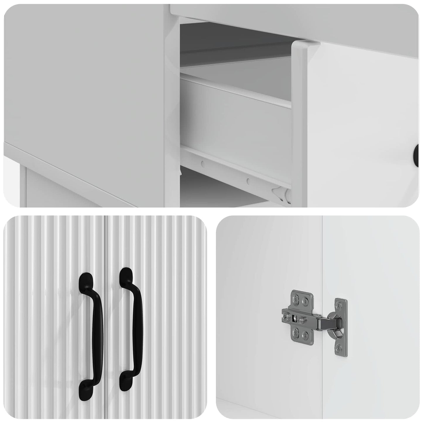 Dressoir met lade Hoogglans Wit 66 x 34,5 x 92 cm Bewerkt hout