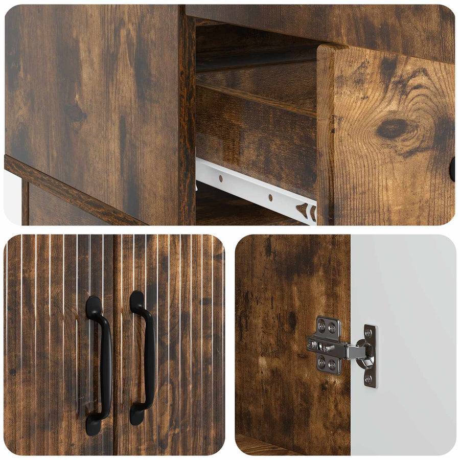 Dressoir met lade Gerookt eiken 66 x 34,5 x 92 cm Bewerkt hout