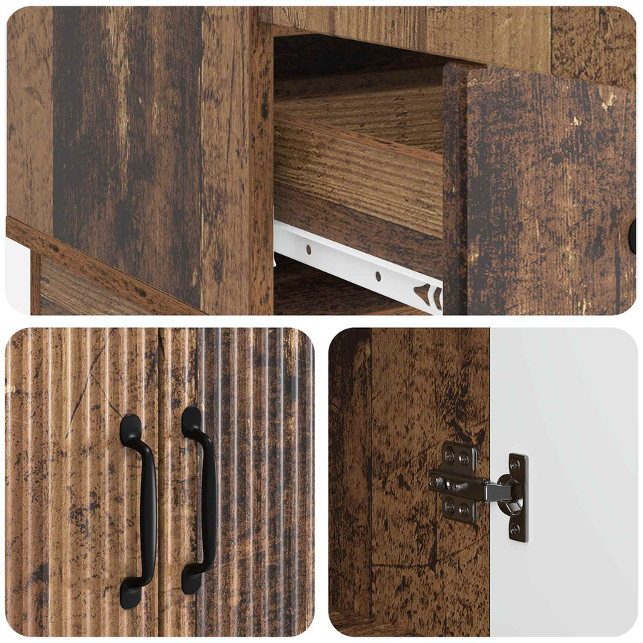 Dressoir met lade Oud hout 66 x 34,5 x 92 cm Bewerkt hout