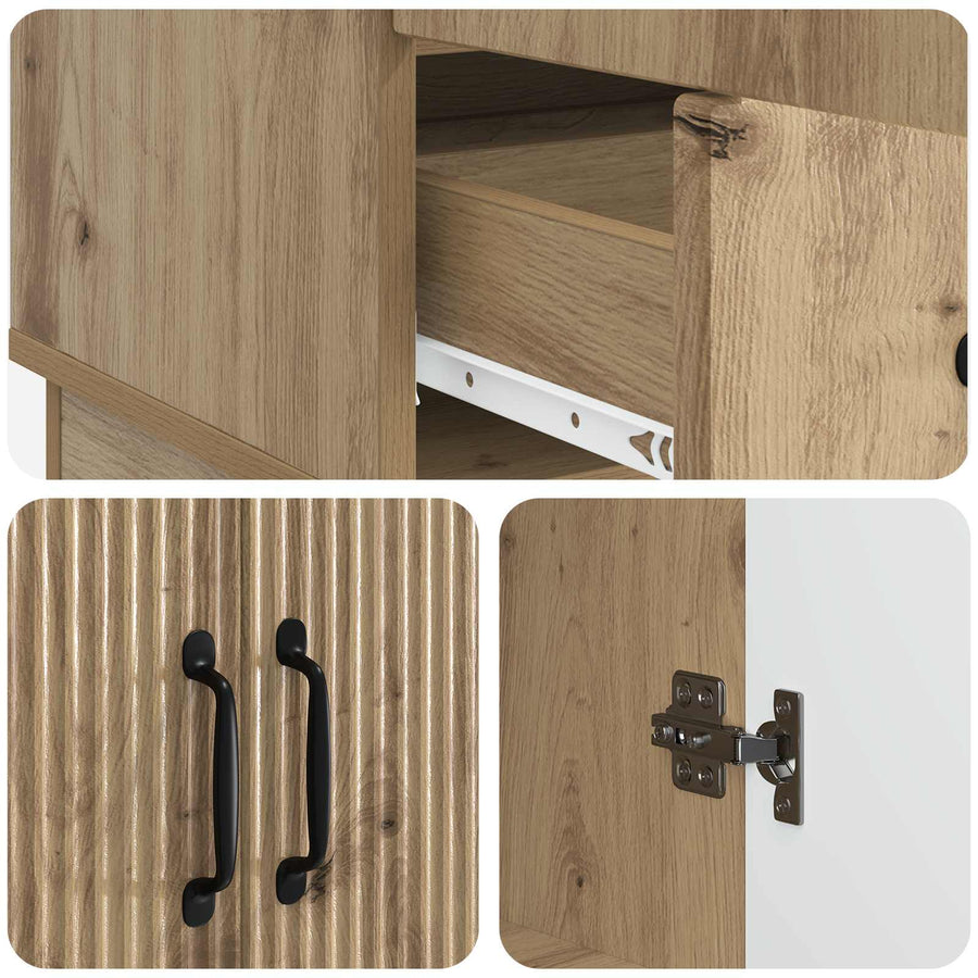 Dressoir Artisanaal eiken 66 x 34,5 x 92 cm Bewerkt hout