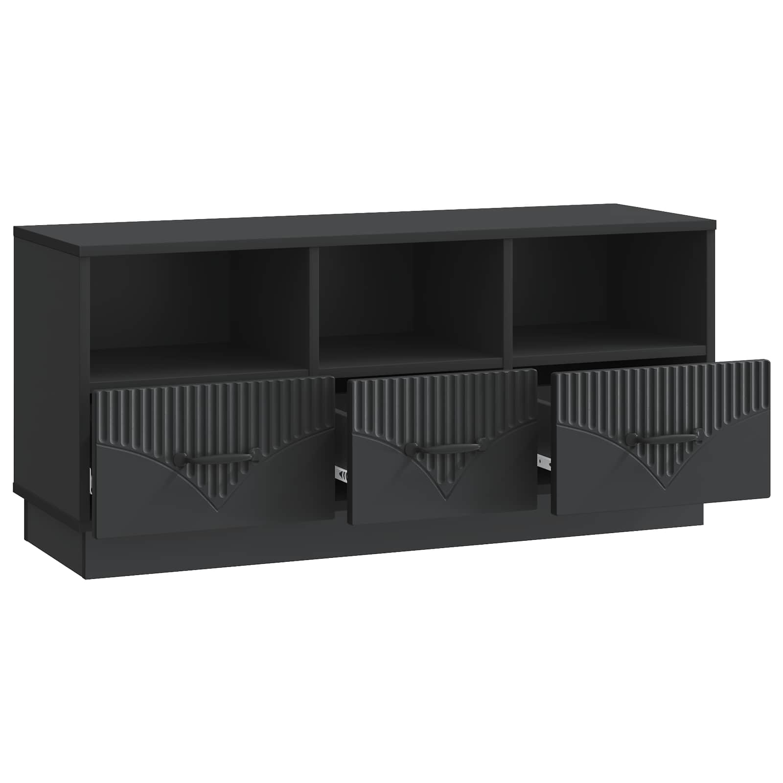 TV-kast met lade Zwart 102 x 34,5 x 47 cm Bewerkt hout