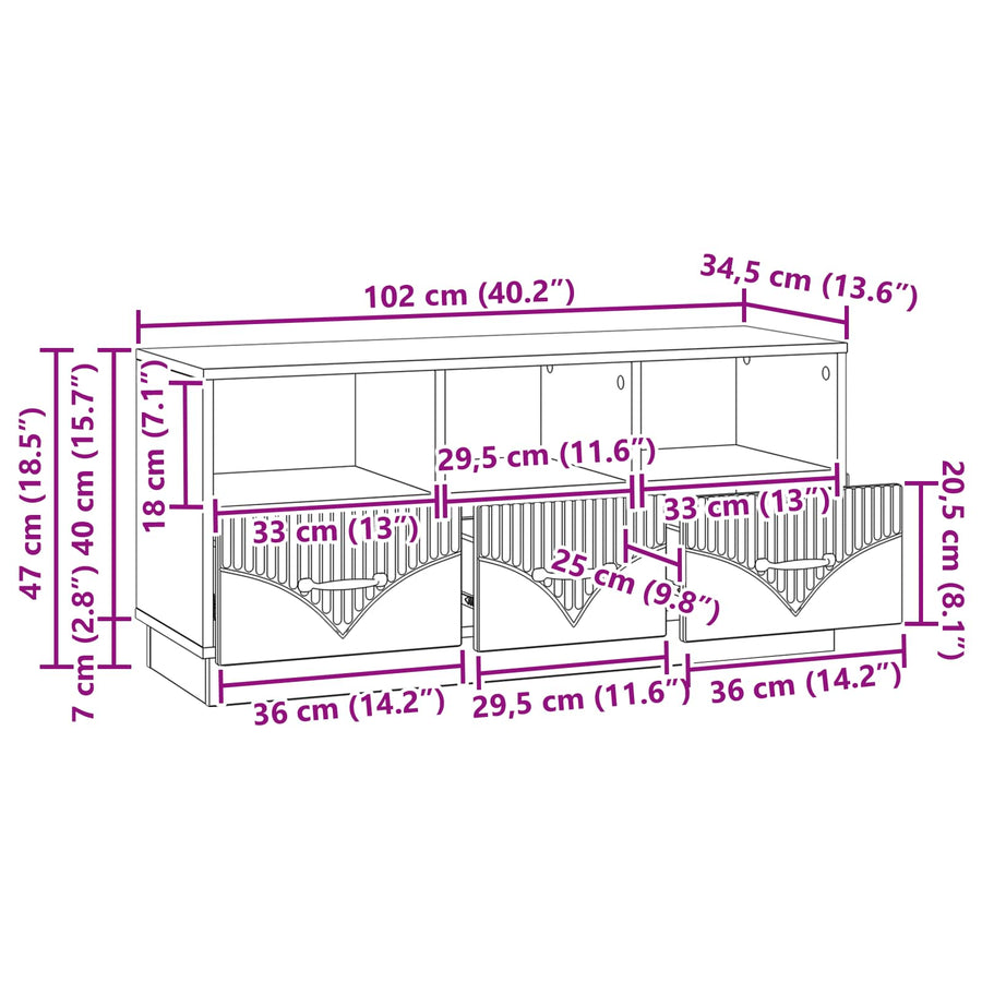 TV-kast met lade Sonoma Eiken 102 x 34,5 x 47 cm Bewerkt hout