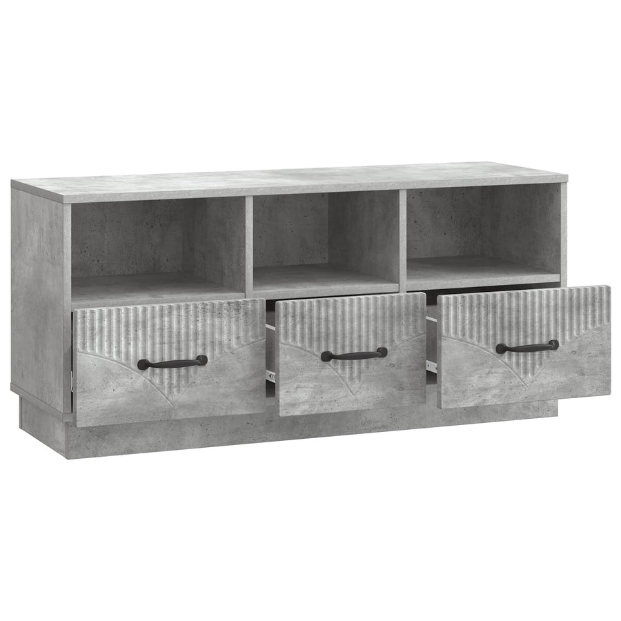 TV-kast met lade Betongrijs 102 x 34,5 x 47 cm Bewerkt hout