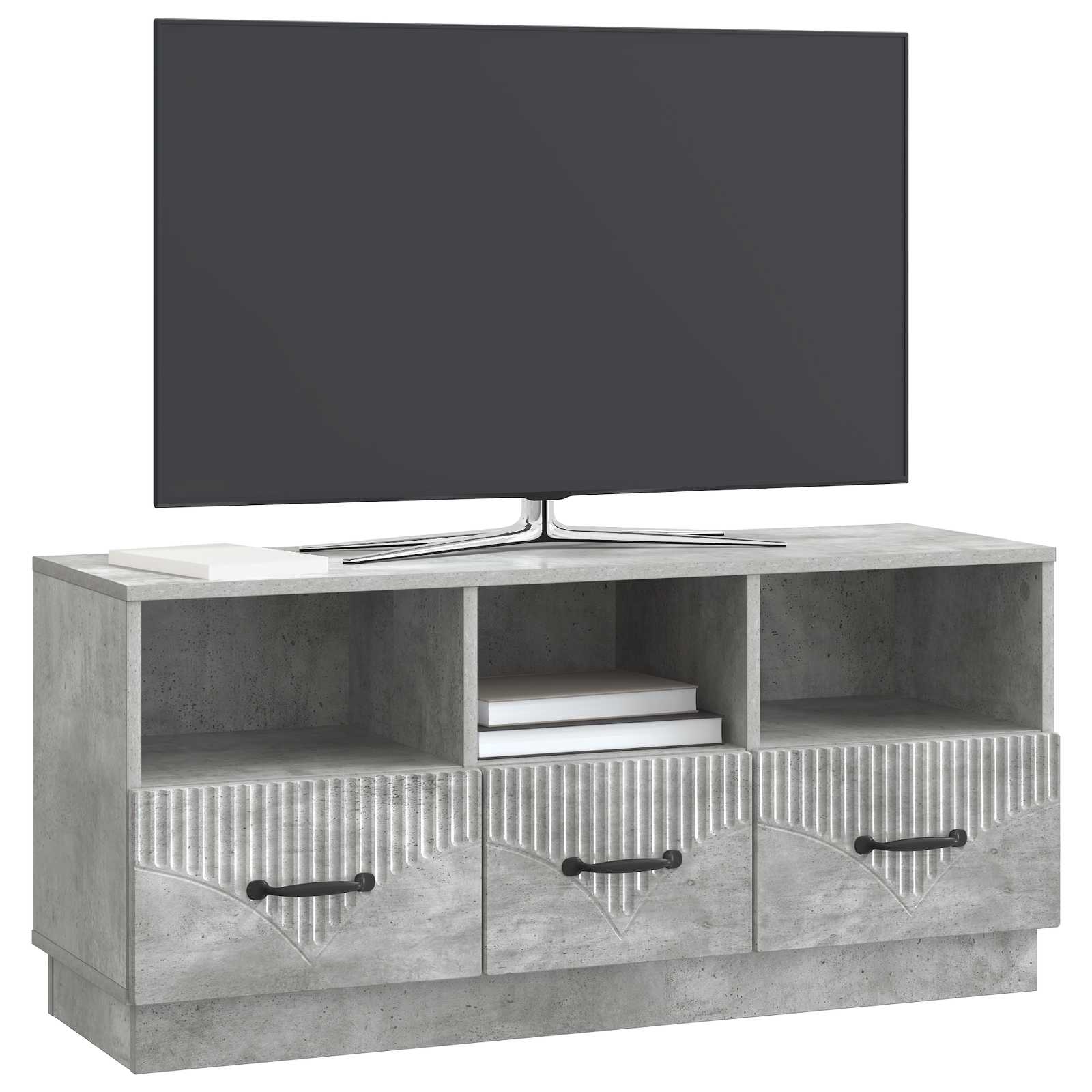 TV-kast met lade Betongrijs 102 x 34,5 x 47 cm Bewerkt hout