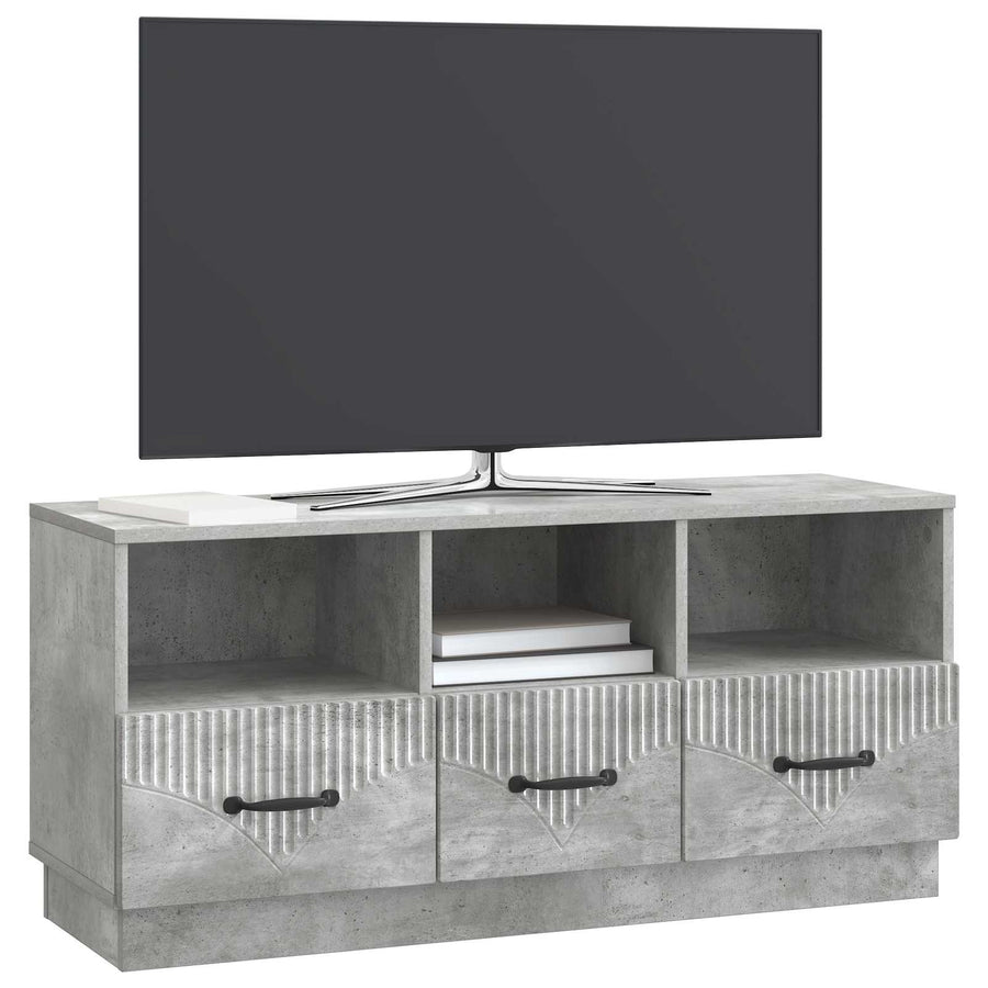 TV-kast met lade Betongrijs 102 x 34,5 x 47 cm Bewerkt hout