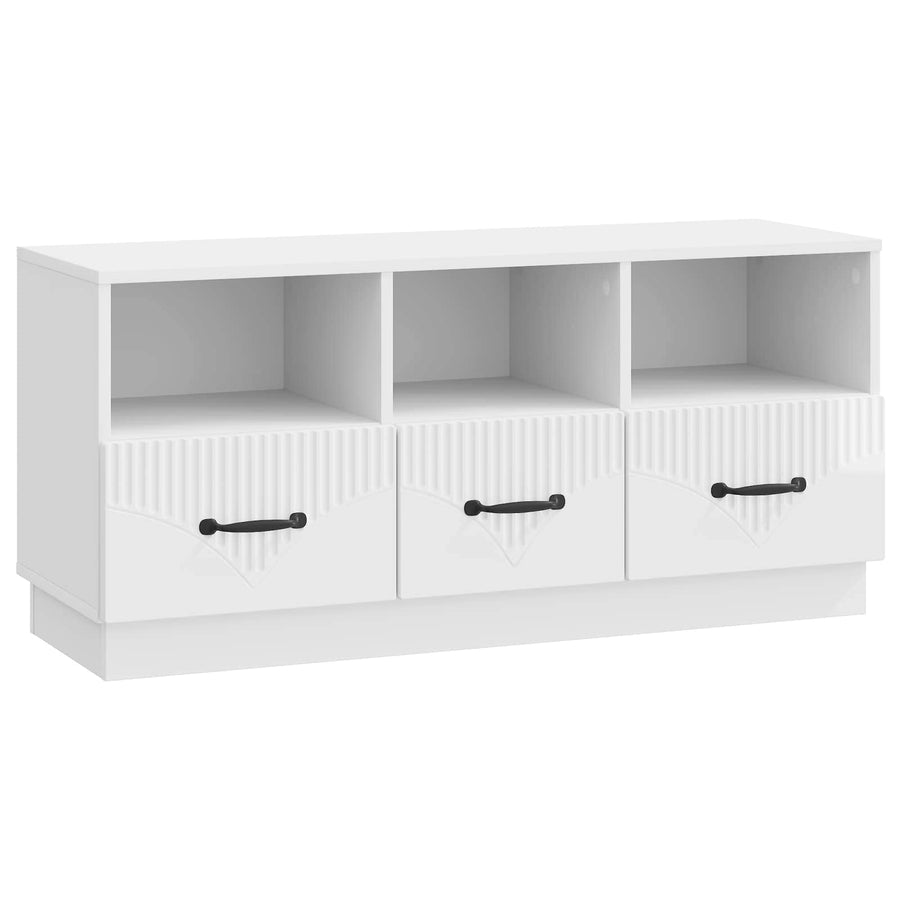 TV-kast met lade Hoogglans Wit 102 x 34,5 x 47 cm Bewerkt hout