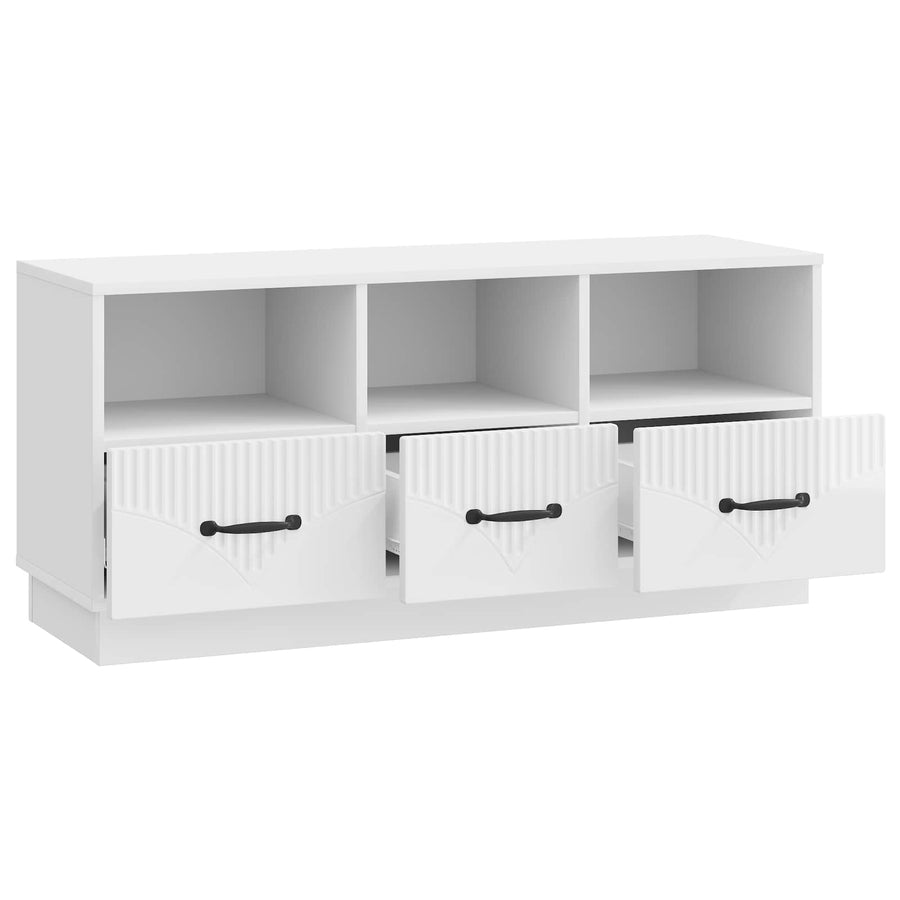 TV-kast met lade Hoogglans Wit 102 x 34,5 x 47 cm Bewerkt hout