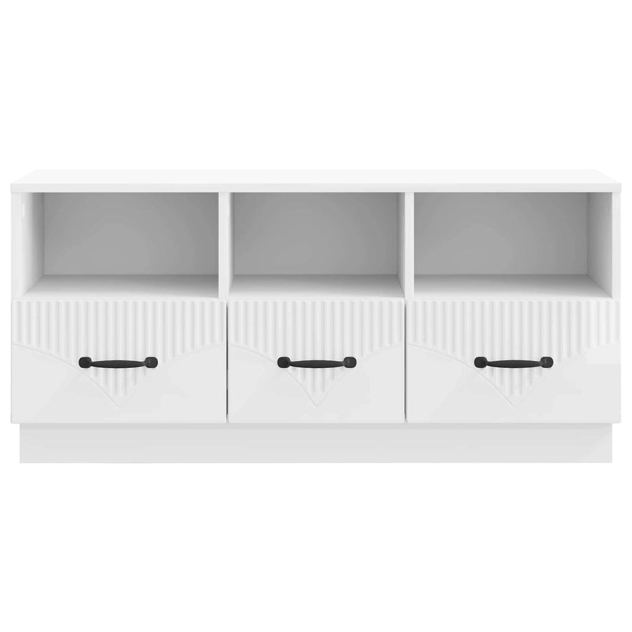 TV-kast met lade Hoogglans Wit 102 x 34,5 x 47 cm Bewerkt hout