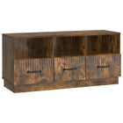 TV-kast 102x34,5x47 cm gerookt eiken bewerkt hout