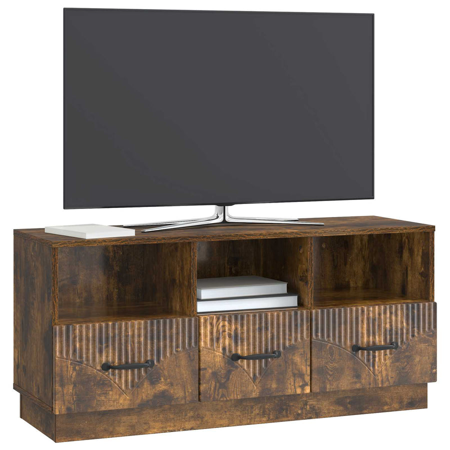 TV-kast met lade Gerookt eiken 102 x 34,5 x 47 cm Bewerkt hout