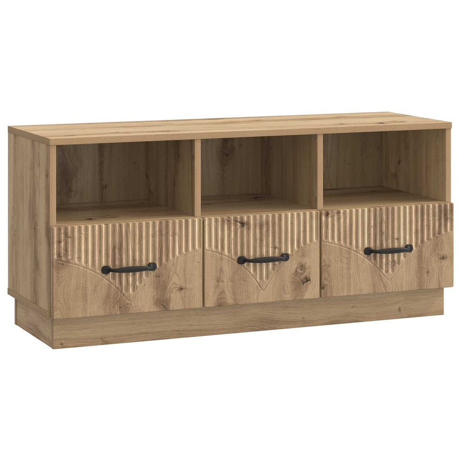 TV-kast Artisanaal eiken 102 x 34,5 x 47 cm Bewerkt hout