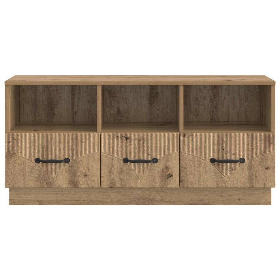 TV-kast Artisanaal eiken 102 x 34,5 x 47 cm Bewerkt hout