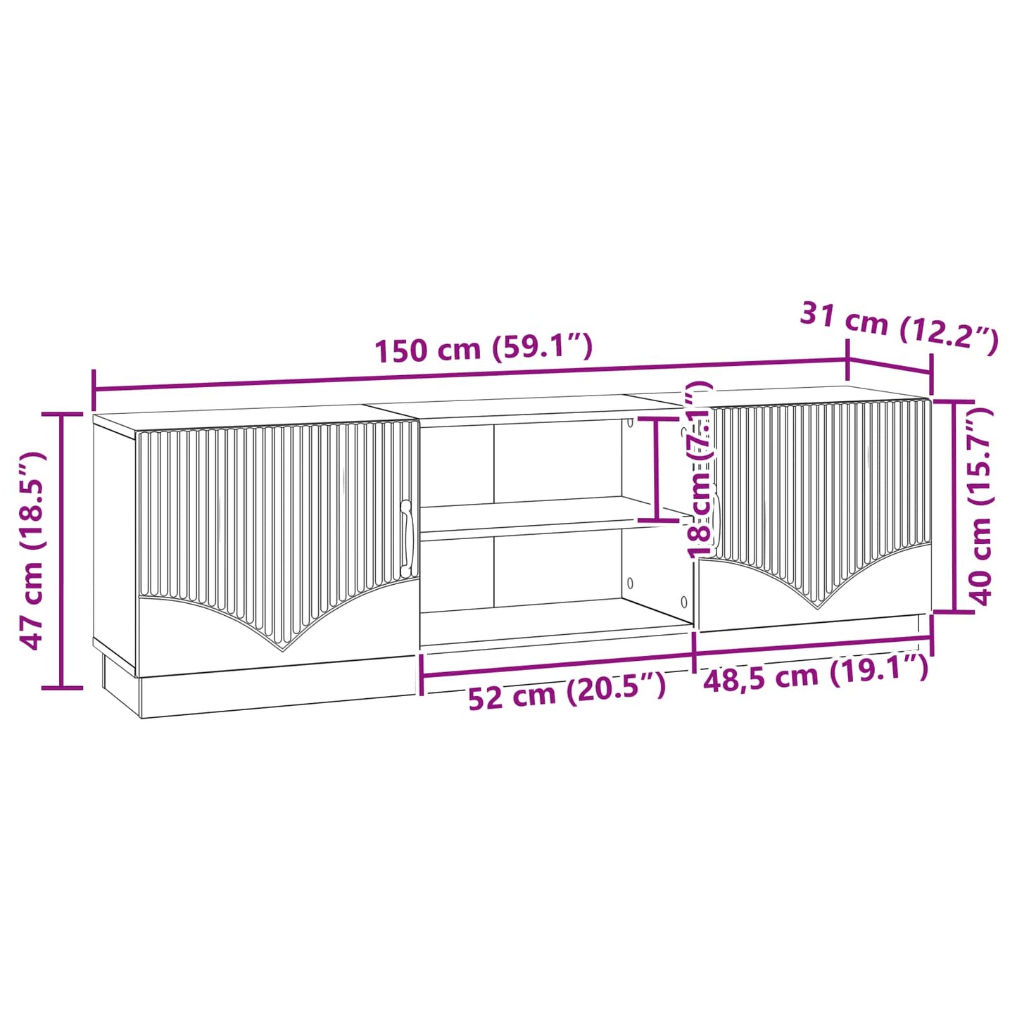 TV-kast Gerookt eiken 150 x 31 x 47 cm Bewerkt hout