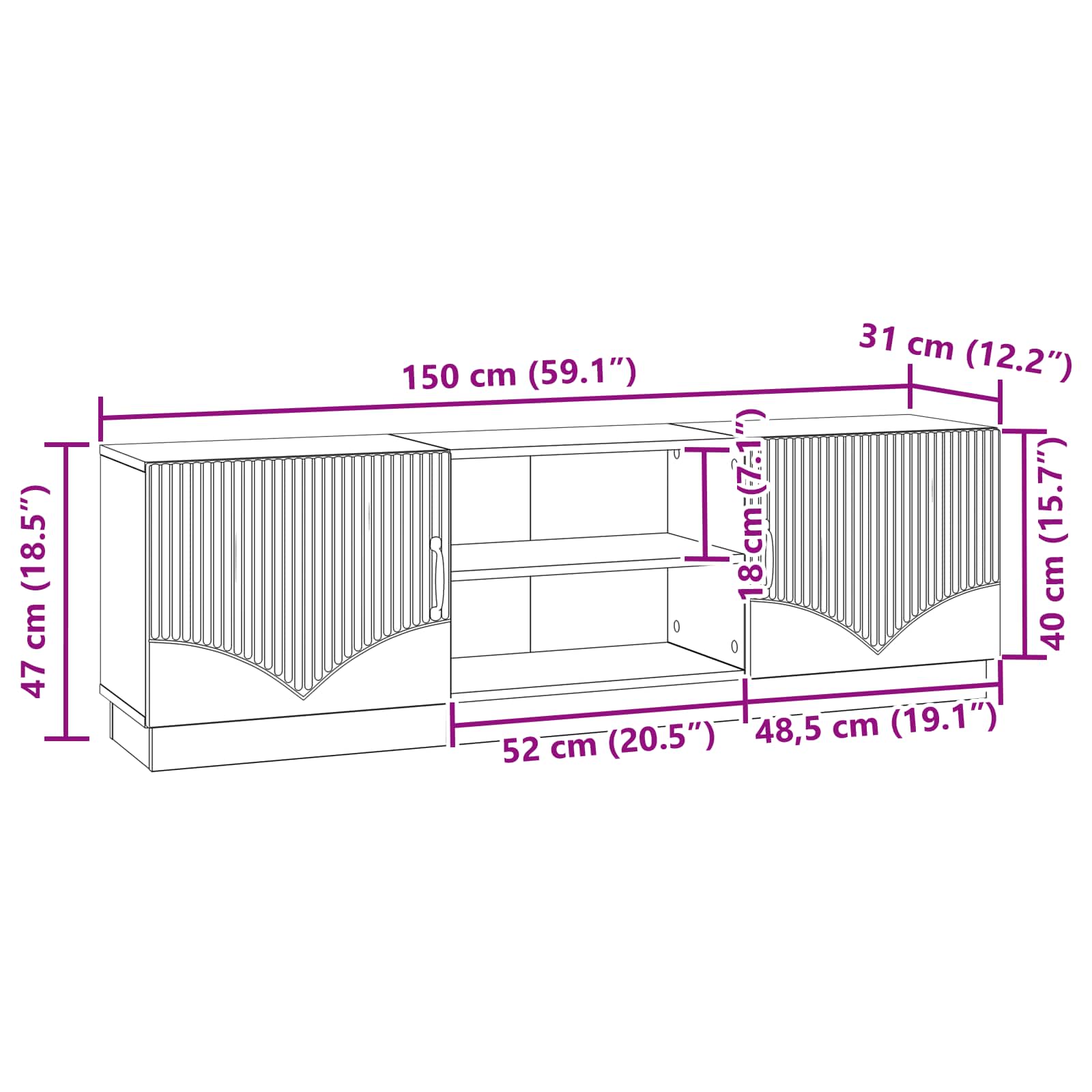 TV-kast Gerookt eiken 150 x 31 x 47 cm Bewerkt hout
