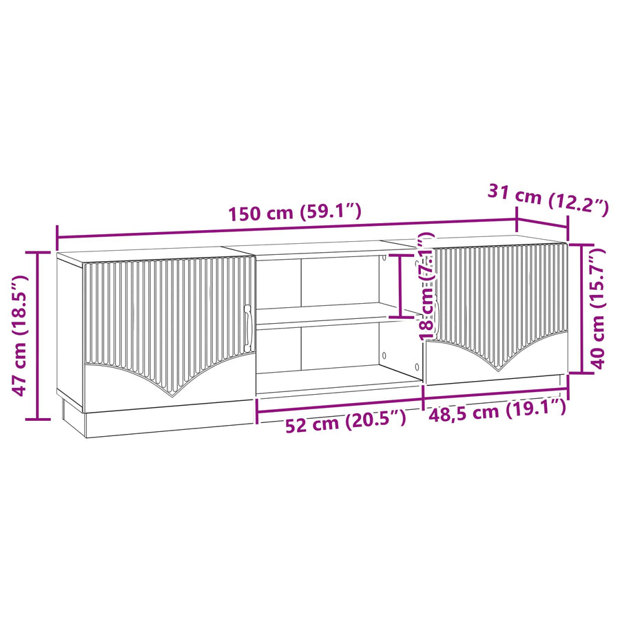 TV-kast Oud hout 150 x 31 x 47 cm Bewerkt hout