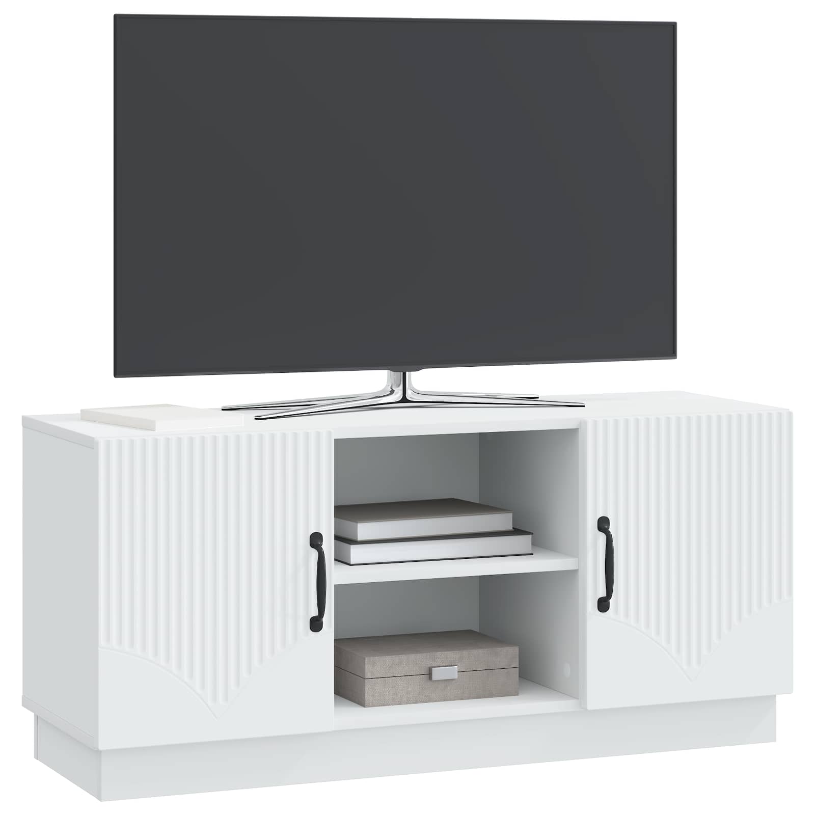 TV-kast Wit 102 x 34,5 x 47 cm Bewerkt hout