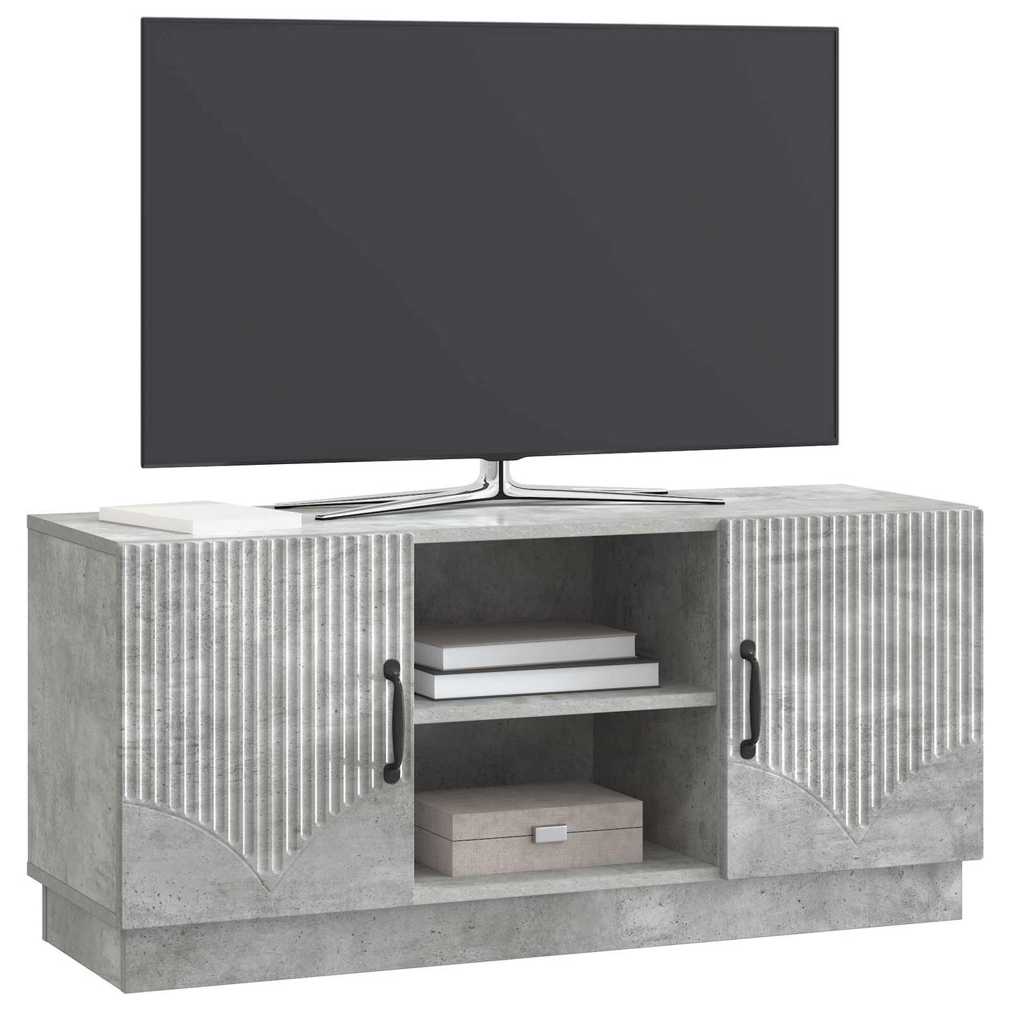 TV-kast Betongrijs 102 x 34,5 x 47 cm Bewerkt hout