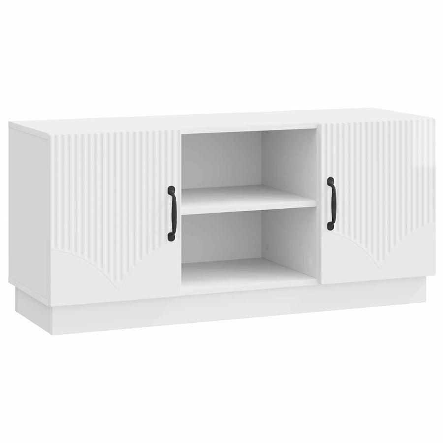 TV-kast Hoogglans Wit 102 x 34,5 x 47 cm Bewerkt hout