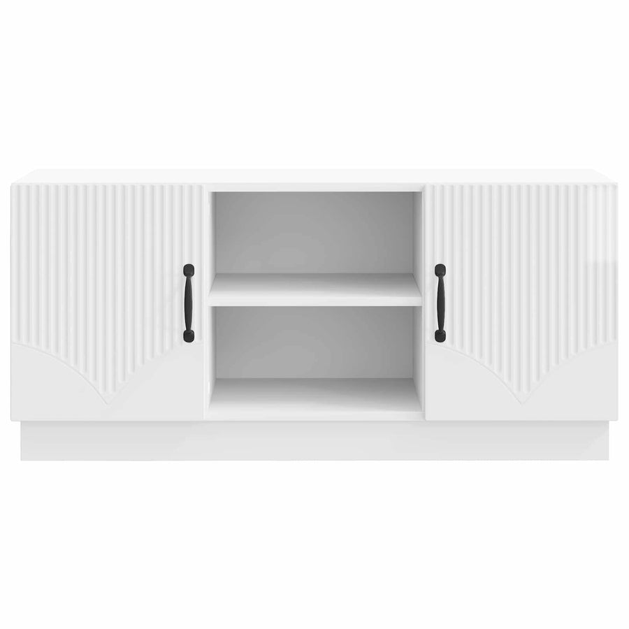 TV-kast Hoogglans Wit 102 x 34,5 x 47 cm Bewerkt hout