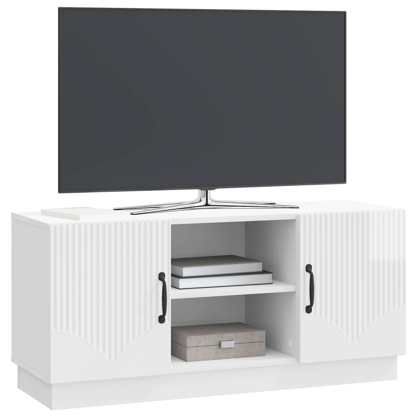TV-kast Hoogglans Wit 102 x 34,5 x 47 cm Bewerkt hout