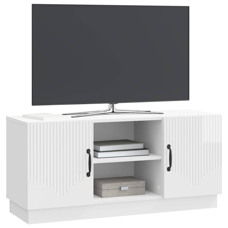 TV-kast Hoogglans Wit 102 x 34,5 x 47 cm Bewerkt hout