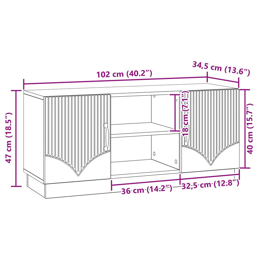 TV-kast Grijs sonoma 102 x 34,5 x 47 cm Bewerkt hout