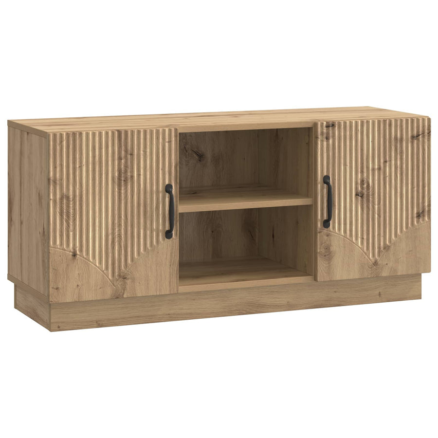 TV-kast Artisanaal eiken 102 x 34,5 x 47 cm Bewerkt hout