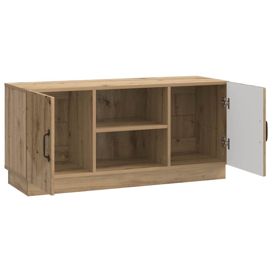 TV-kast Artisanaal eiken 102 x 34,5 x 47 cm Bewerkt hout