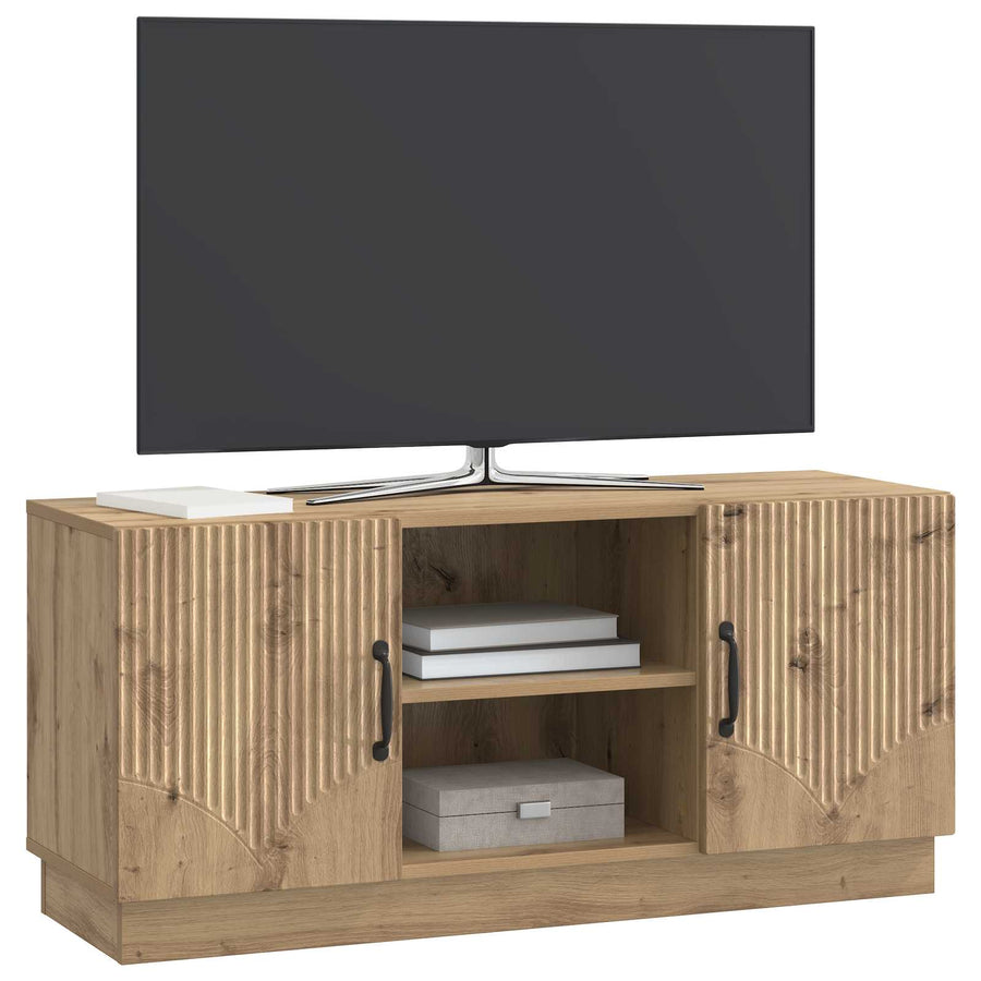 TV-kast Artisanaal eiken 102 x 34,5 x 47 cm Bewerkt hout