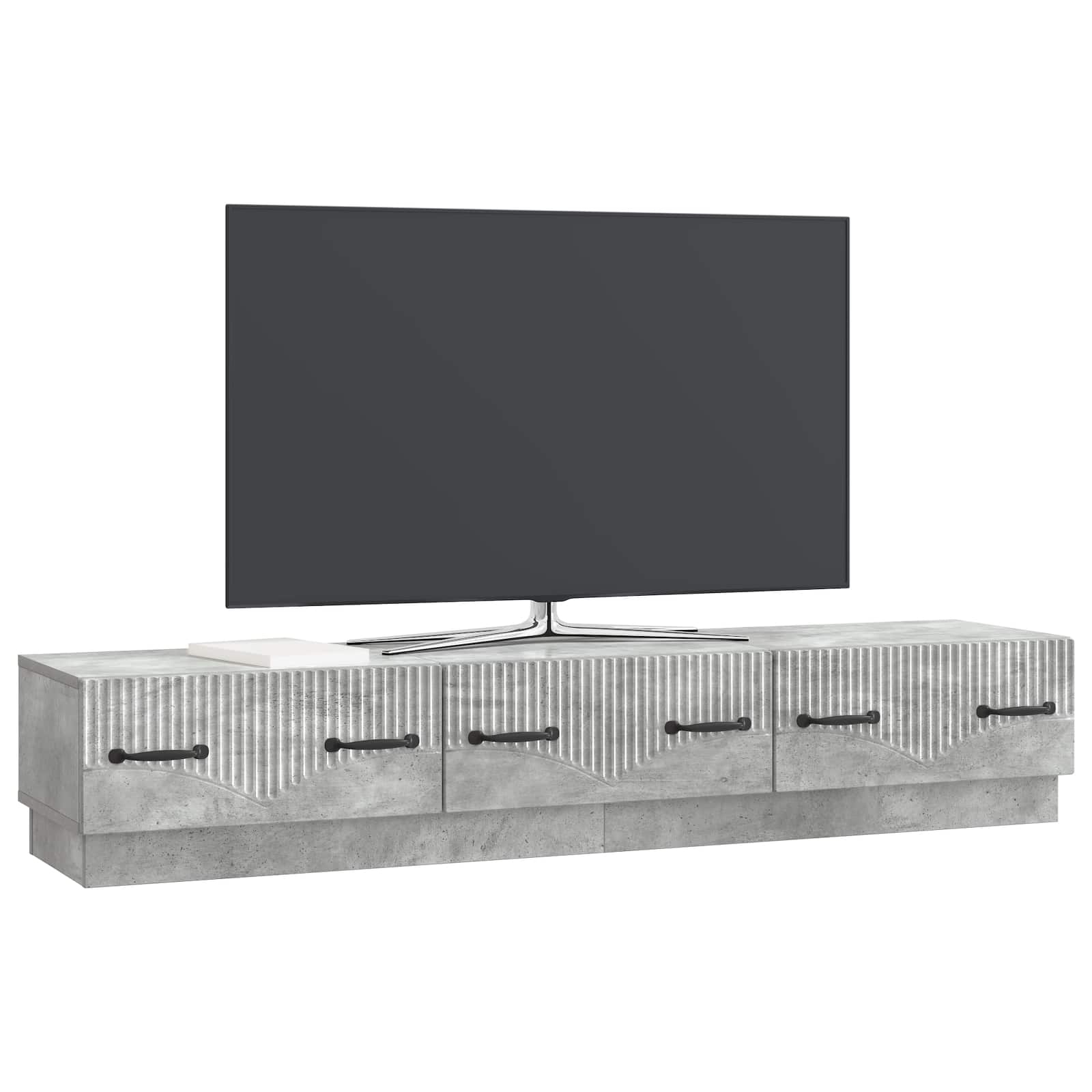 TV-kast met lade Betongrijs 147 x 34,5 x 27 cm Bewerkt hout