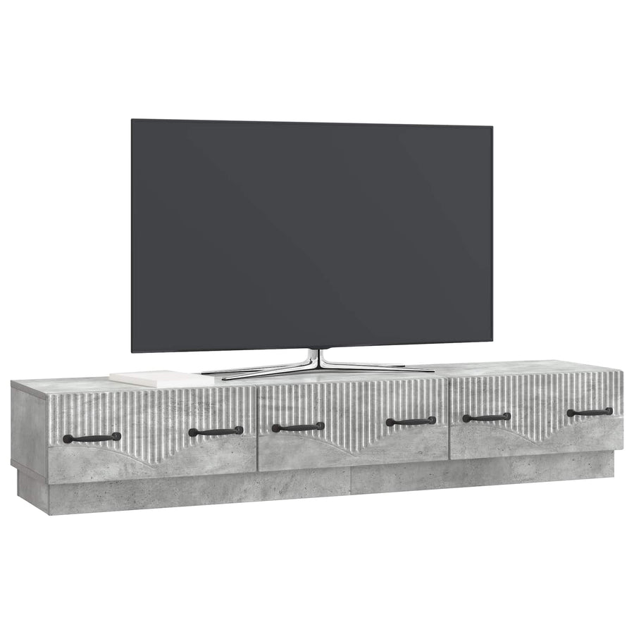 TV-kast met lade Betongrijs 147 x 34,5 x 27 cm Bewerkt hout