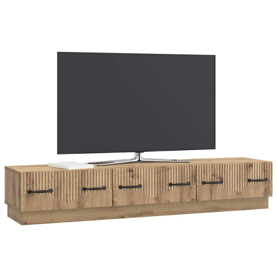 TV-kast Artisanaal eiken 147 x 34,5 x 27 cm Bewerkt hout