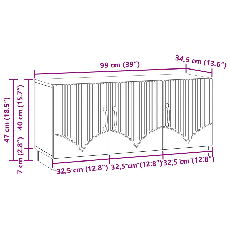 TV-kast Betongrijs 99 x 34,5 x 47 cm Bewerkt hout