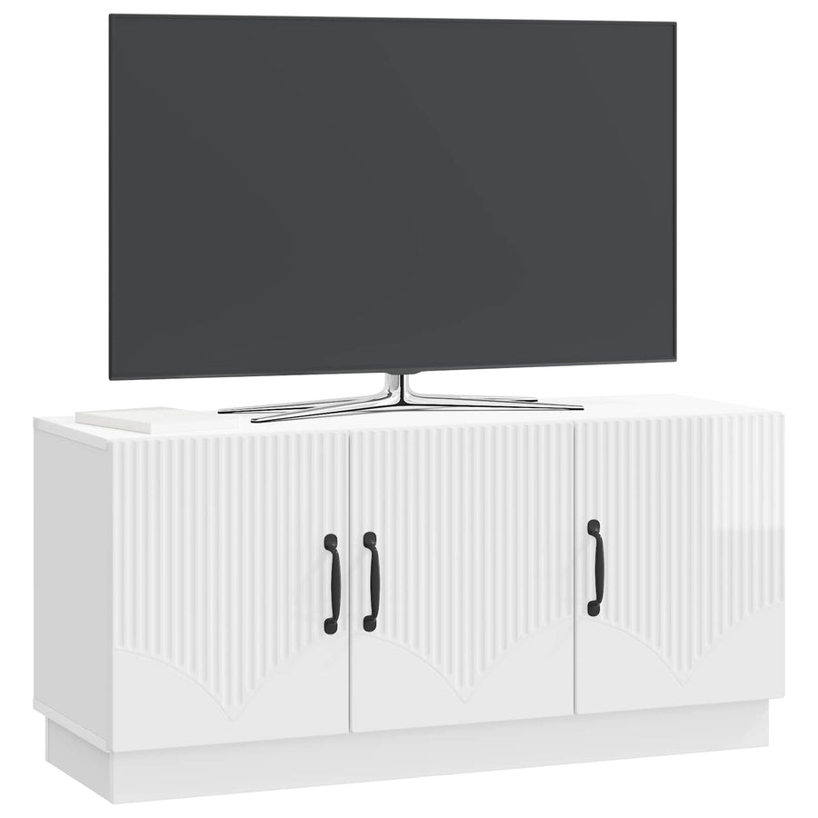 TV-kast Hoogglans Wit 99 x 34,5 x 47 cm Bewerkt hout