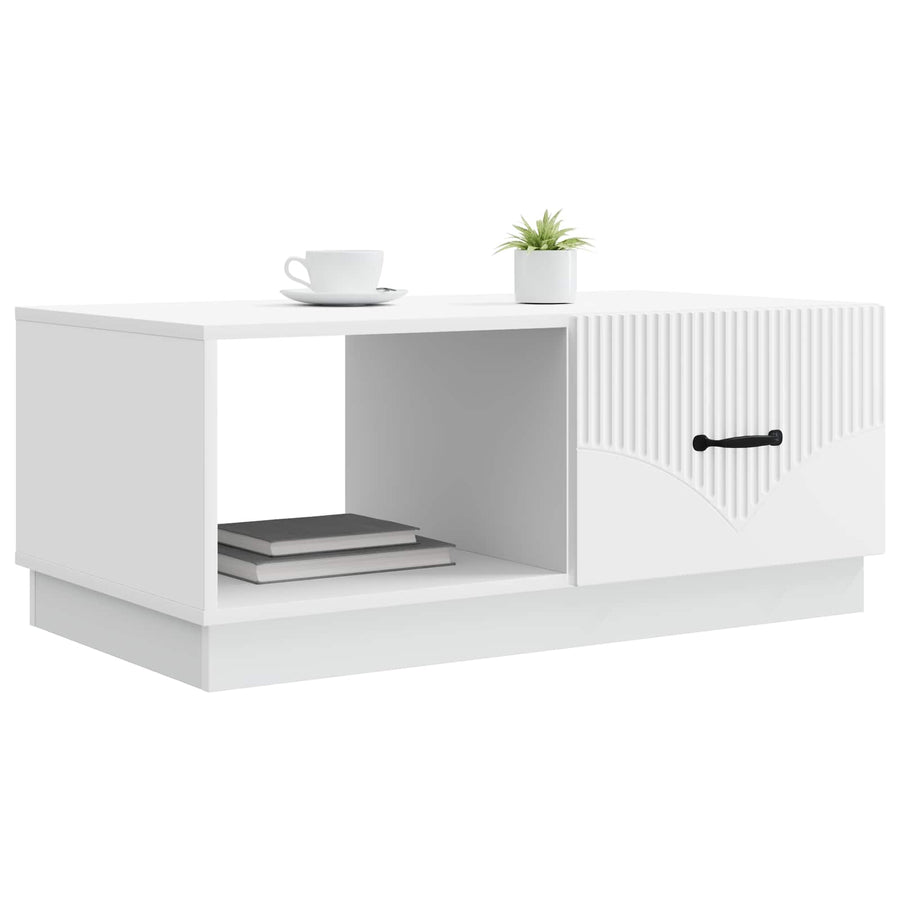 Salontafel Wit 90 x 50 x 37 cm Bewerkt hout