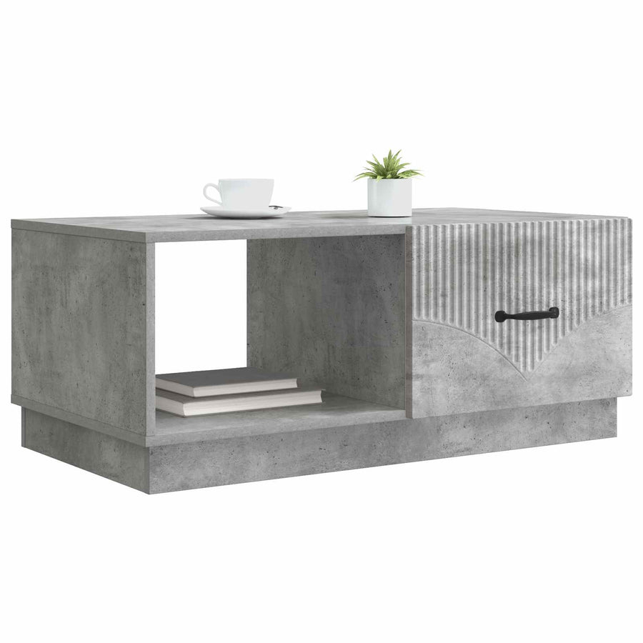 Salontafel Betongrijs 90 x 50 x 37 cm Bewerkt hout
