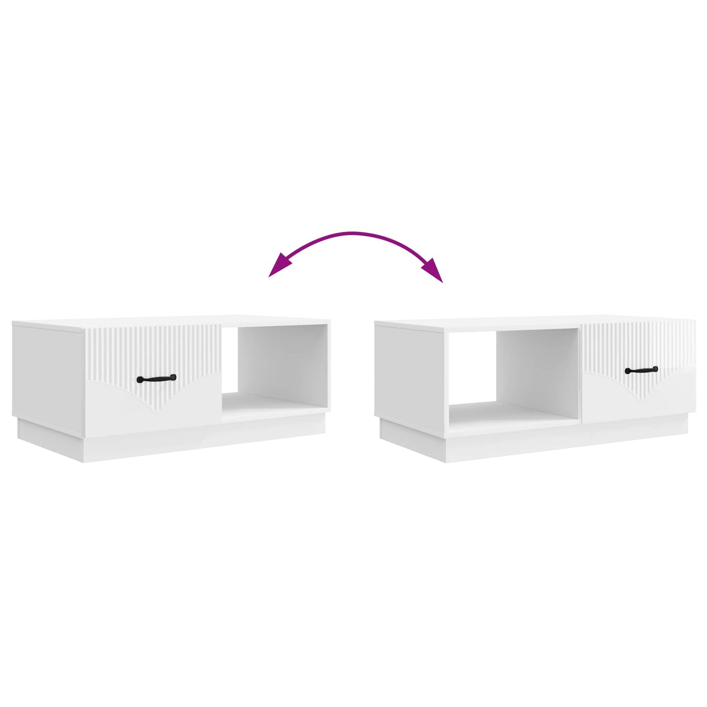 Salontafel Hoogglans Wit 90 x 50 x 37 cm Bewerkt hout
