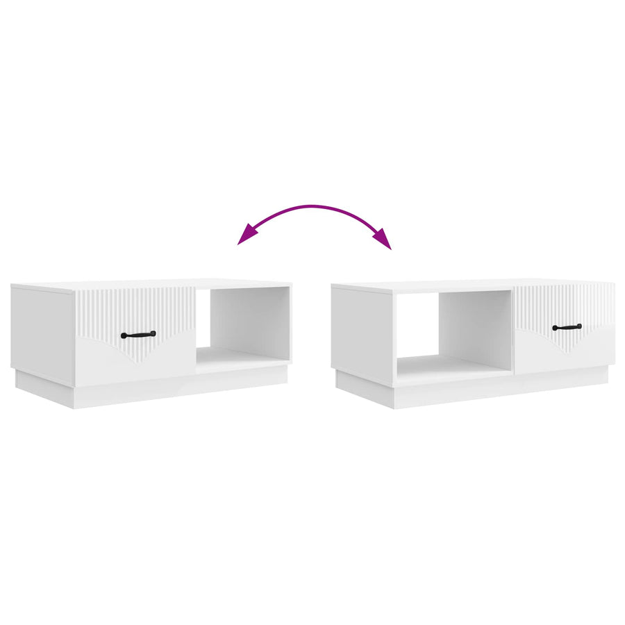 Salontafel Hoogglans Wit 90 x 50 x 37 cm Bewerkt hout