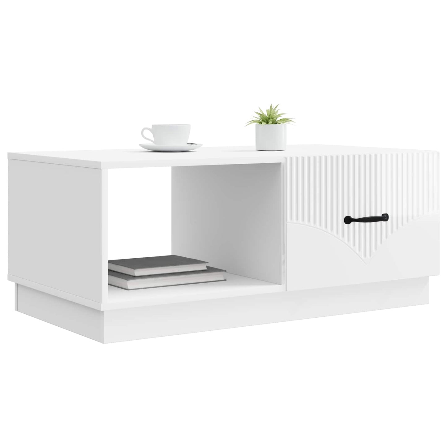 Salontafel Hoogglans Wit 90 x 50 x 37 cm Bewerkt hout