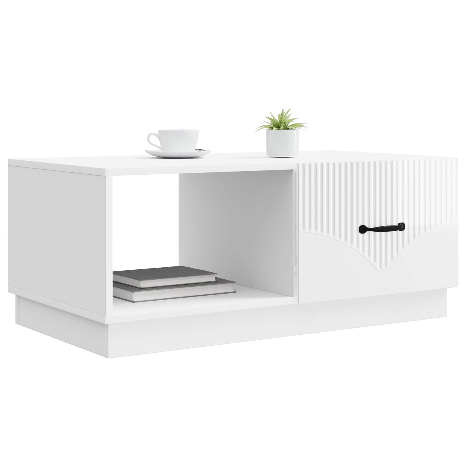Salontafel Hoogglans Wit 90 x 50 x 37 cm Bewerkt hout