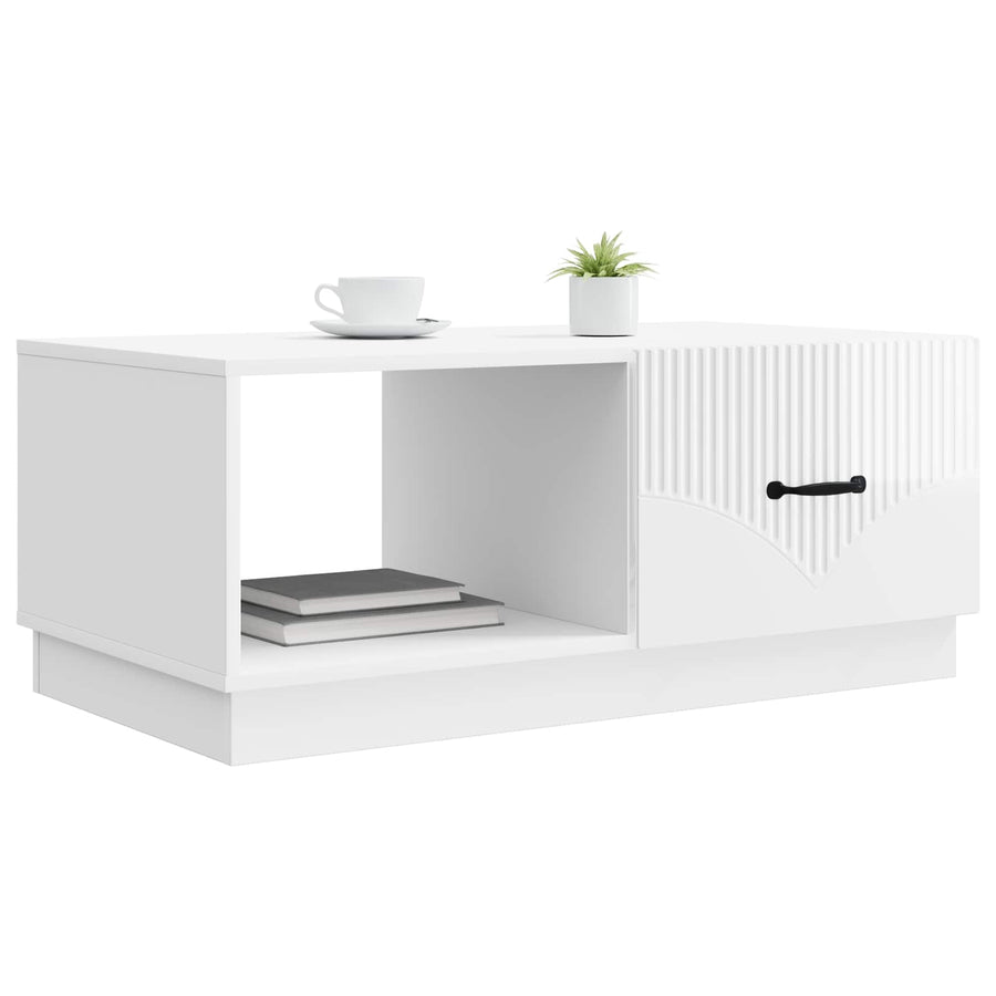 Salontafel Hoogglans Wit 90 x 50 x 37 cm Bewerkt hout