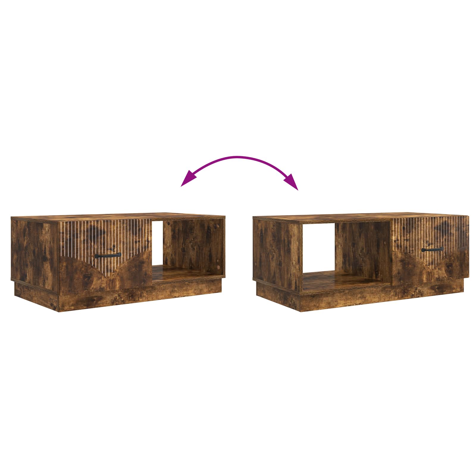 Salontafel Gerookt eiken 90 x 50 x 37 cm Bewerkt hout