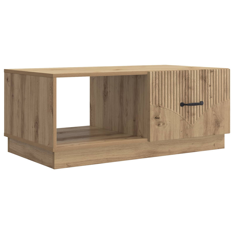Salontafel Artisanaal eiken 90 x 50 x 37 cm Bewerkt hout