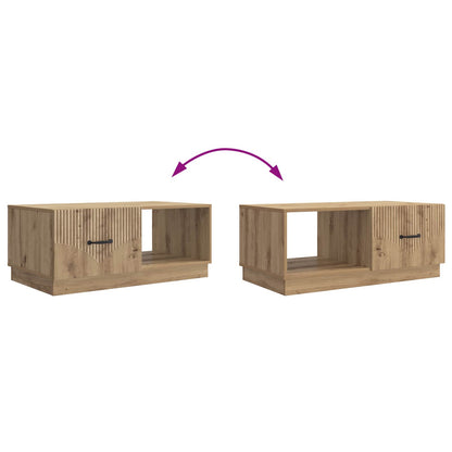Salontafel Artisanaal eiken 90 x 50 x 37 cm Bewerkt hout