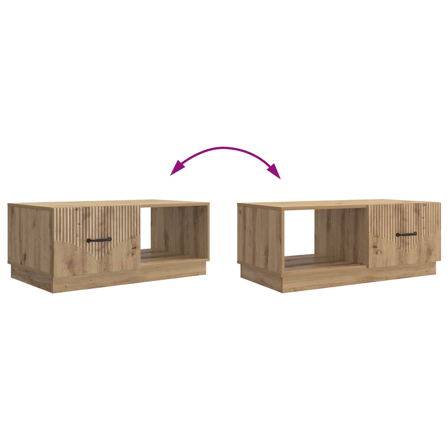 Salontafel Artisanaal eiken 90 x 50 x 37 cm Bewerkt hout