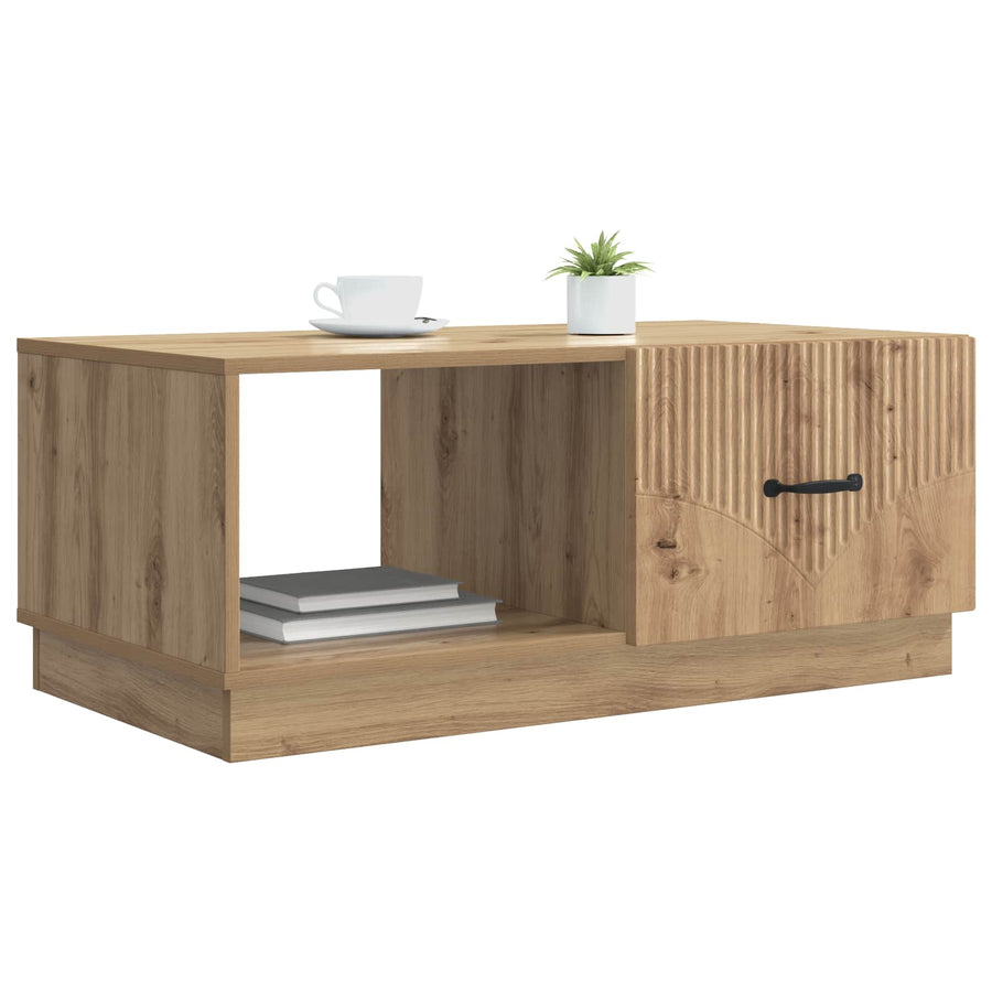 Salontafel Artisanaal eiken 90 x 50 x 37 cm Bewerkt hout