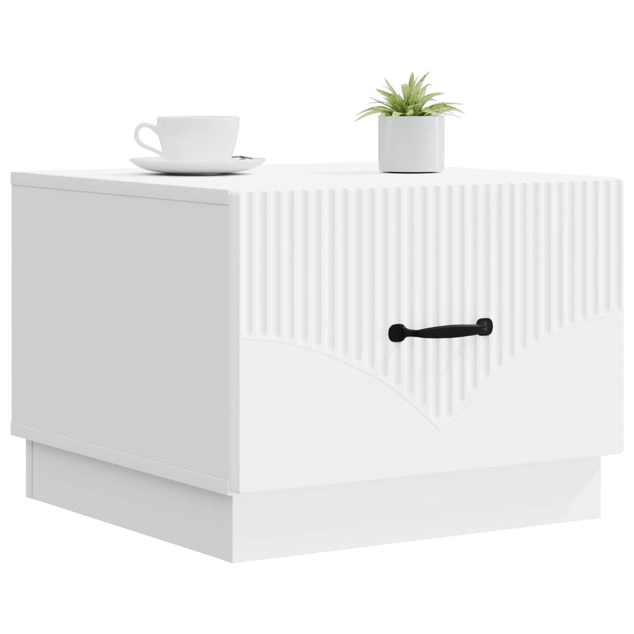 Salontafel met lade Wit 49 x 50 x 37 cm Bewerkt hout
