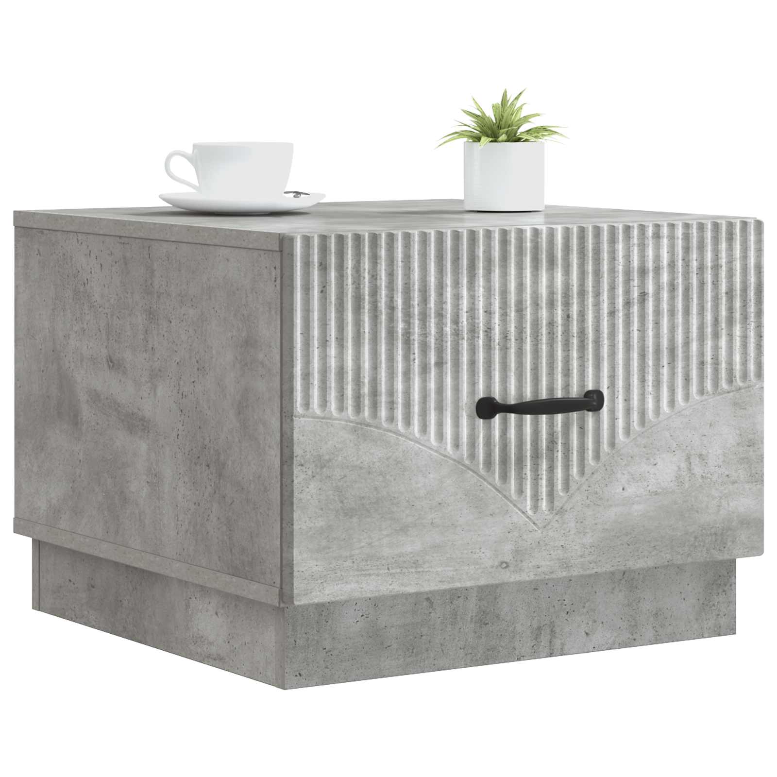 Salontafel met lade Betongrijs 49 x 50 x 37 cm Bewerkt hout