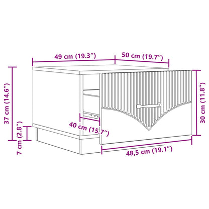 Salontafel met lade Betongrijs 49 x 50 x 37 cm Bewerkt hout