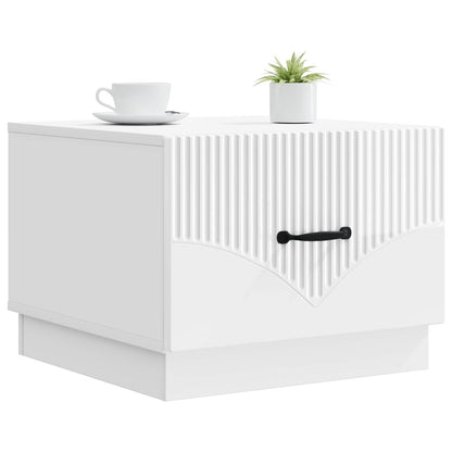 Salontafel met lade Hoogglans Wit 49 x 50 x 37 cm Bewerkt hout